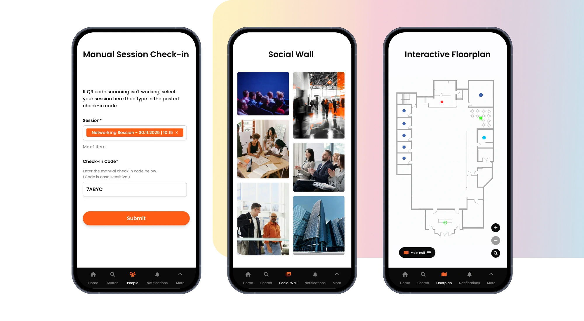 Fliplet mobile event app screens